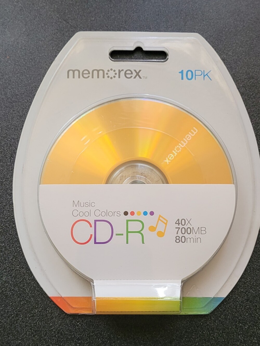 Memorex Music Cool Colors CD-R 40X 700MB 80 Minutes 10 Pack New